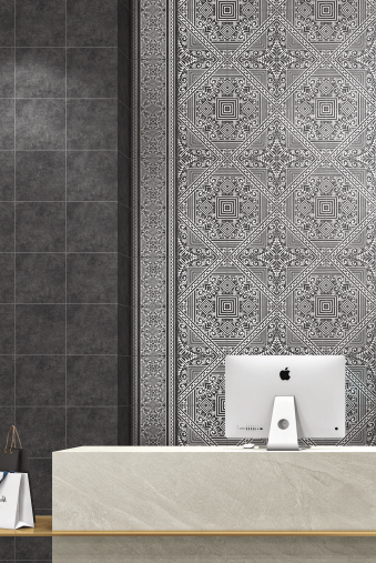 Commercial cafe lounge with tiled surfaces