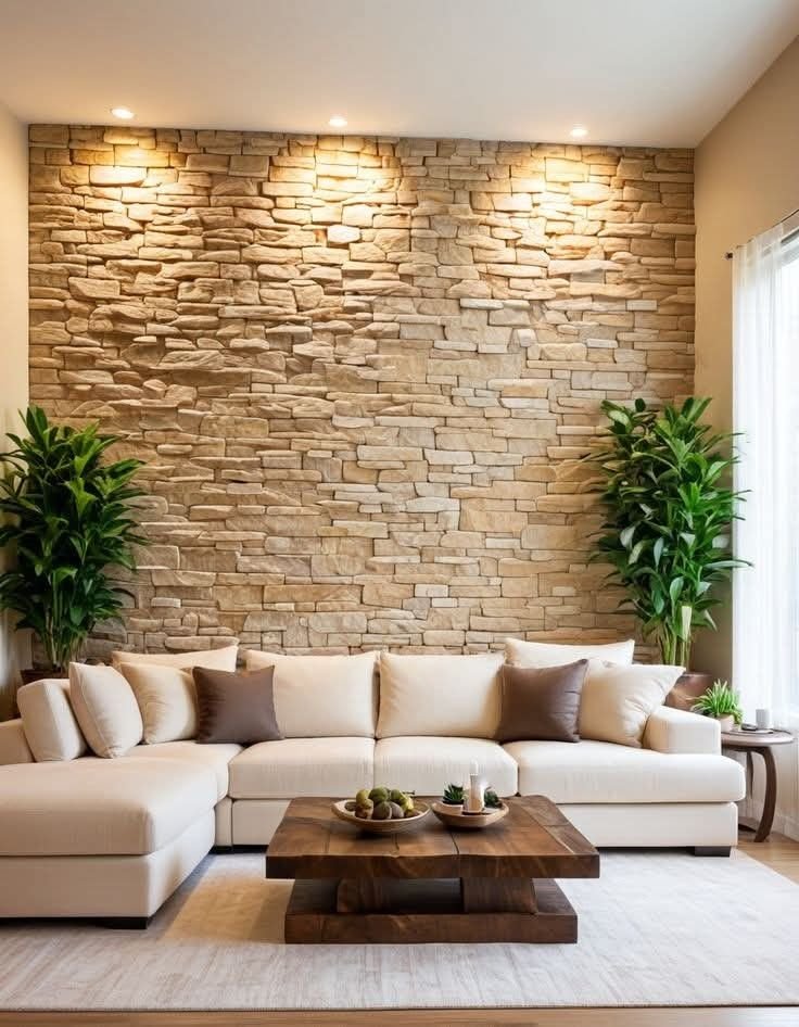 Living room ceiling and wall tile design